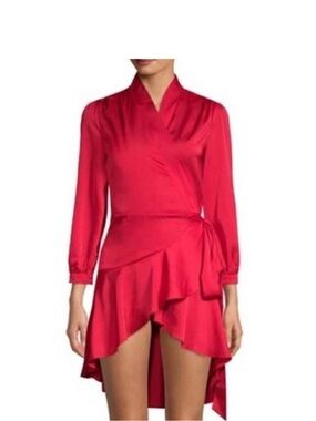 NWT Few Moda New York Red Ruffle Wrap Dress Size M
